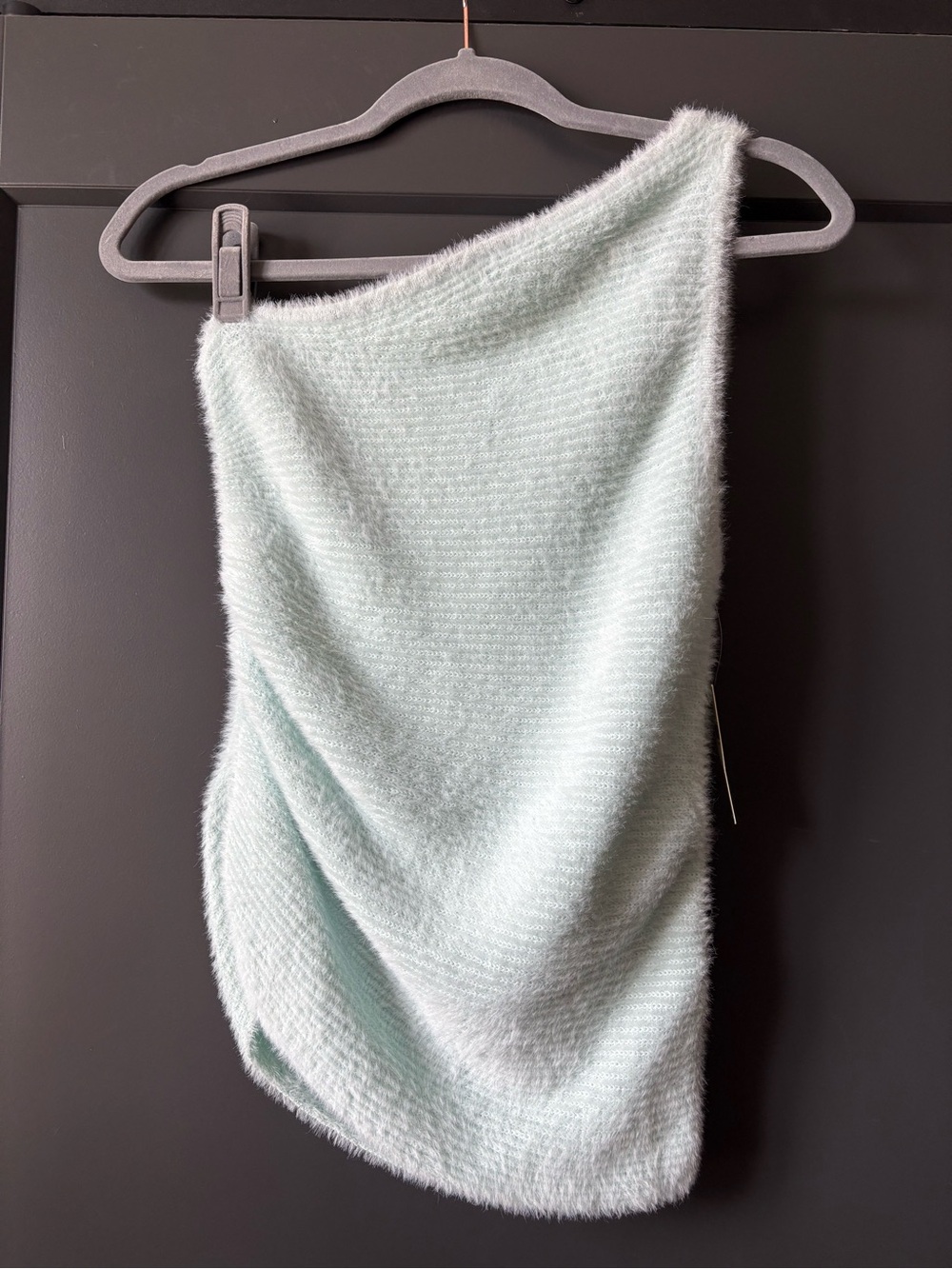 NWT Anthropologie One Shoulder Eyelash Sweater Tank | Mint Green
